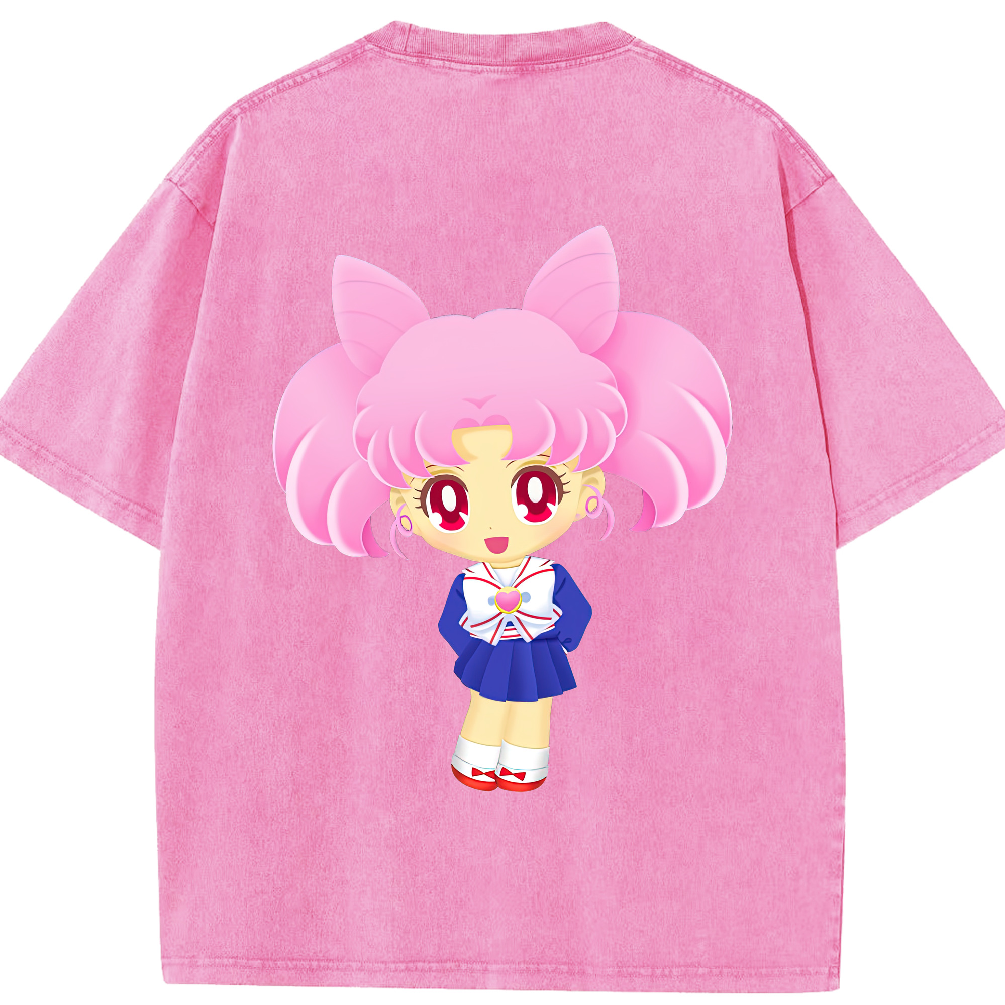 （画像用） 美少女戦士セーラームーン ちびうさ Sailor Moon Chibiusa Tsukino Usagi Small Lady Serenity 綿100% ヴィンテージ風 半袖Tシャツ（背面プリント）